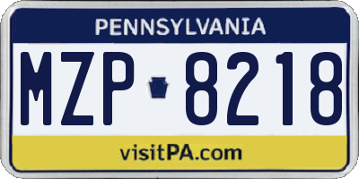 PA license plate MZP8218