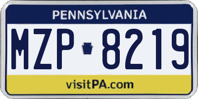 PA license plate MZP8219