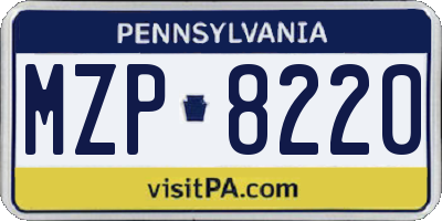 PA license plate MZP8220