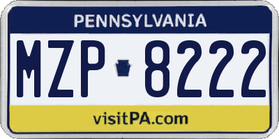 PA license plate MZP8222