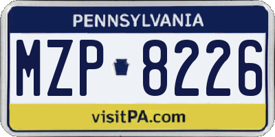 PA license plate MZP8226