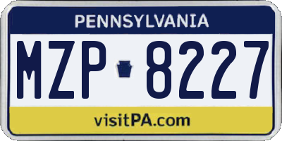 PA license plate MZP8227