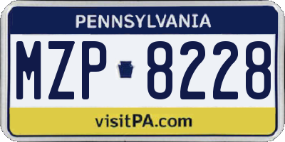 PA license plate MZP8228