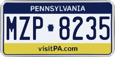 PA license plate MZP8235