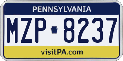 PA license plate MZP8237