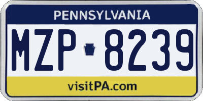 PA license plate MZP8239