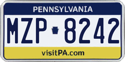 PA license plate MZP8242