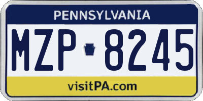 PA license plate MZP8245