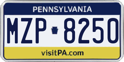 PA license plate MZP8250