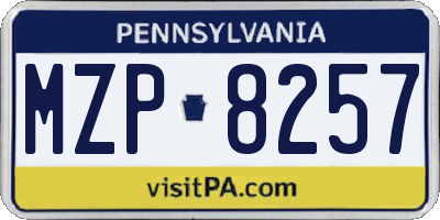PA license plate MZP8257