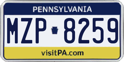 PA license plate MZP8259