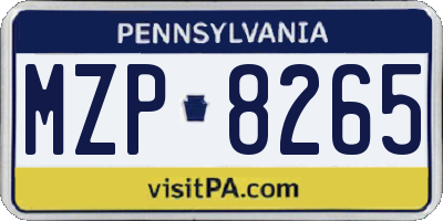 PA license plate MZP8265
