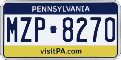 PA license plate MZP8270