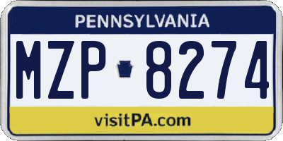 PA license plate MZP8274