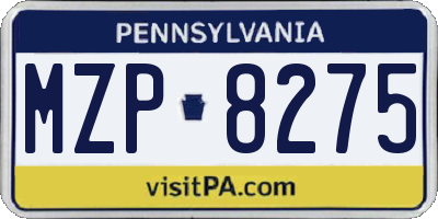 PA license plate MZP8275