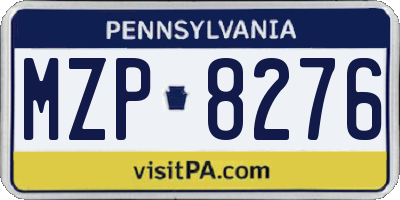 PA license plate MZP8276