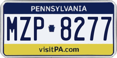 PA license plate MZP8277