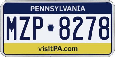 PA license plate MZP8278