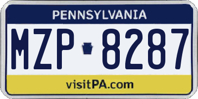 PA license plate MZP8287