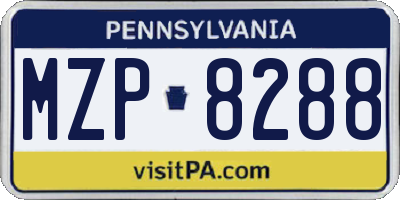 PA license plate MZP8288