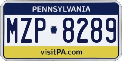 PA license plate MZP8289