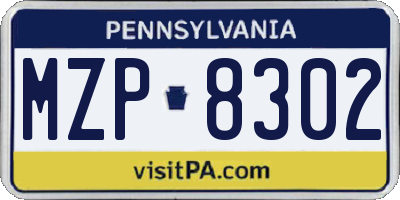 PA license plate MZP8302