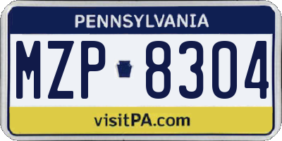 PA license plate MZP8304