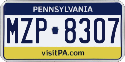 PA license plate MZP8307