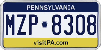 PA license plate MZP8308