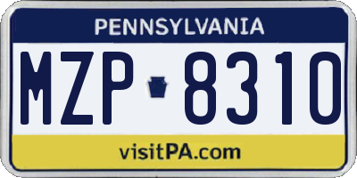 PA license plate MZP8310