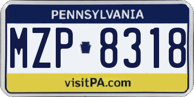 PA license plate MZP8318