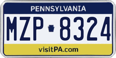 PA license plate MZP8324