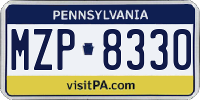 PA license plate MZP8330