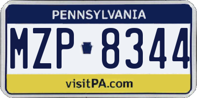PA license plate MZP8344