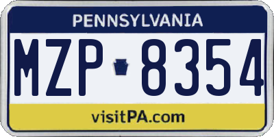 PA license plate MZP8354