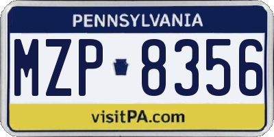 PA license plate MZP8356