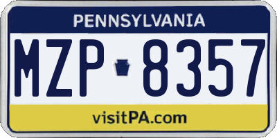 PA license plate MZP8357