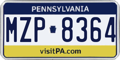 PA license plate MZP8364