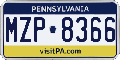 PA license plate MZP8366