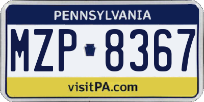 PA license plate MZP8367