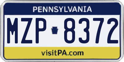 PA license plate MZP8372
