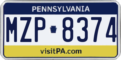 PA license plate MZP8374
