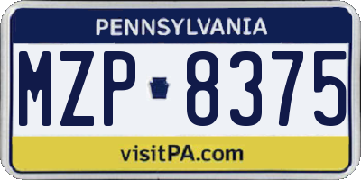 PA license plate MZP8375