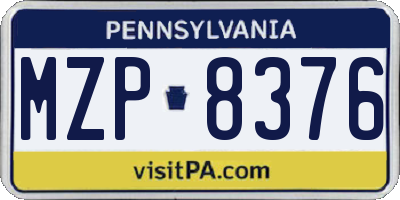 PA license plate MZP8376