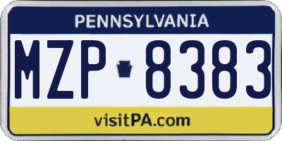 PA license plate MZP8383