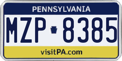 PA license plate MZP8385