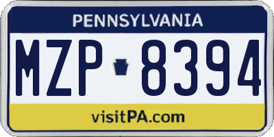 PA license plate MZP8394