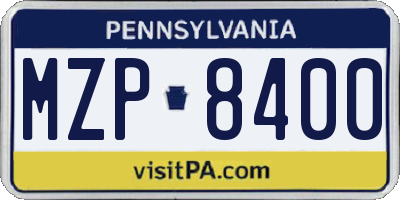 PA license plate MZP8400
