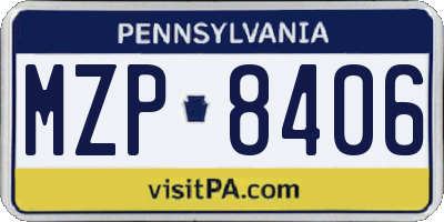 PA license plate MZP8406