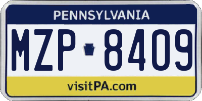 PA license plate MZP8409